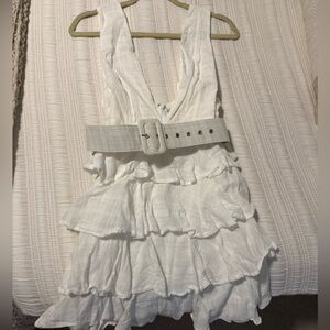White Mini Dress with Belt